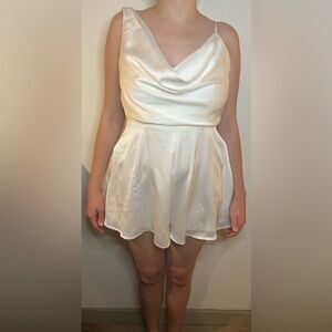 Lulu's Ivory Satin Slip romper